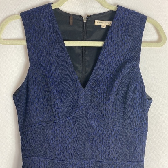 Rebecca Taylor blue black snake print textured fit and flare mini dress size 0 - Picture 4 of 9